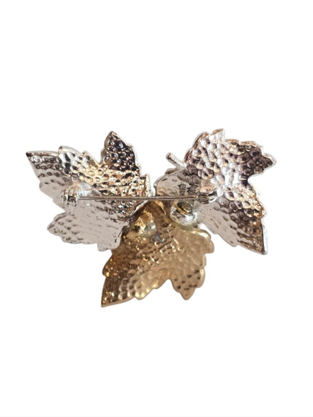 Maple Leaf Vintage Silver Gold Brooch Pin - Picture 2 of 2